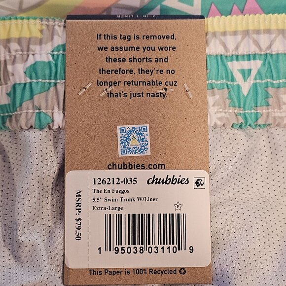 CHUBBIES Men's The En Fuegos 5.5" Swim Trunk 2 in 1 Liner X Large - Picture 9 of 9
